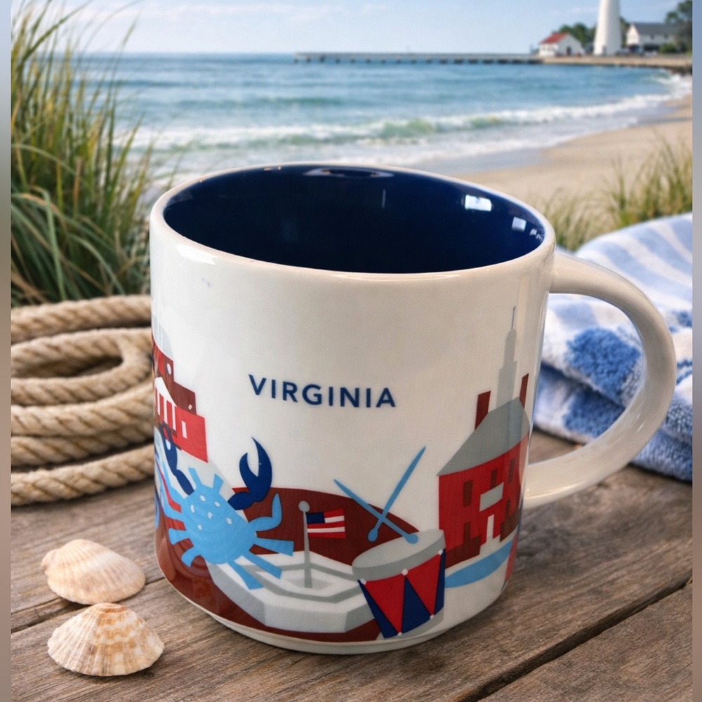 Starbucks You are Here Collection Blue White I Virginia Mug with Coastal Design - Picture 2 of 16